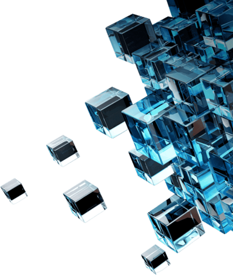 Graphic: blue 3D blocks