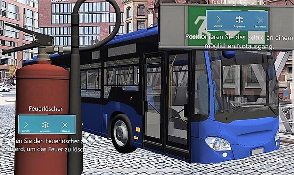 Bus, fire extinguisher and other objects in augmented reality