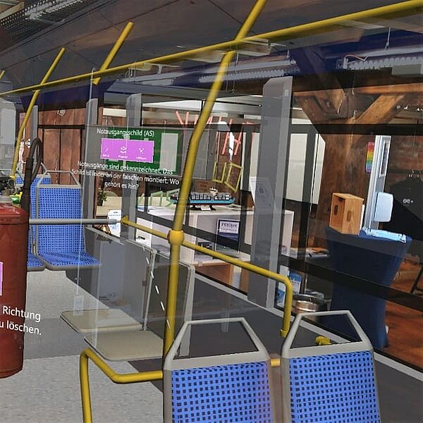 Interior de un autobús en realidad aumentada, experimentado con HoloLens
