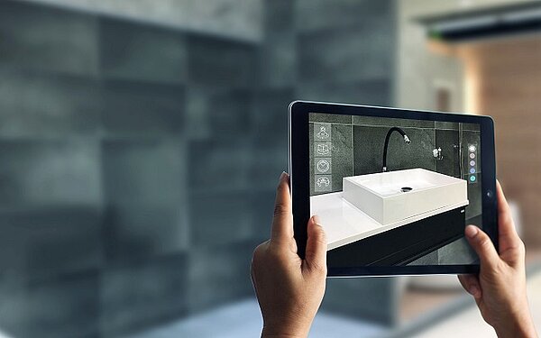 Visualize 3D objects with XR Scene, example bathroom furniture