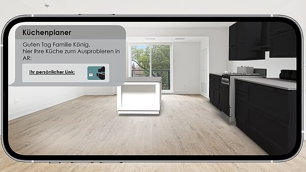 Web AR link for 3D kitchen to open with cell phone